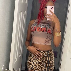 Graphic Crop Top and Leopard Skirt